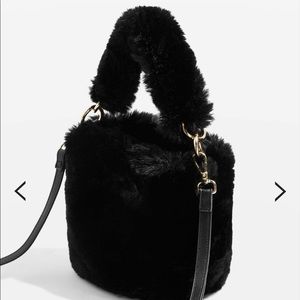 teddy faux fur bucket bag